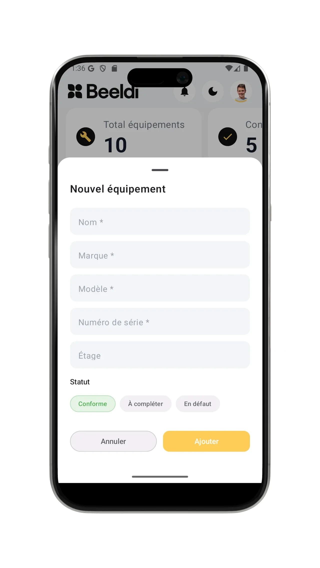 Beeldi — Gestion d'équipements — capture 1